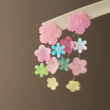 DAIIIBABYYY  -  Colorful Acrylic Flower Stud Earrings Fashionable Dangle Jewelry for Women Girls